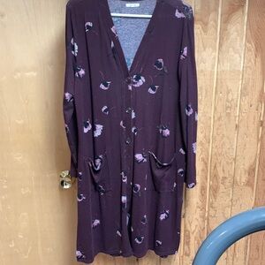 Plum colored floral cardigan